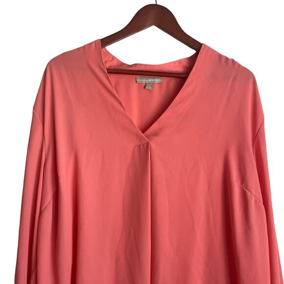 Appraisal Women Top 2X Peach Flowy High Low Hem Fairy‎ Pastel Office Travel - Picture 5 of 12